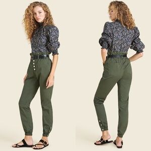 Veronica Beard Tedi Tapered High Rise Pants in New Army Green